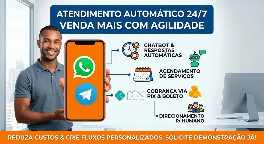 Automação de WhatsApp e Telegram | Atendimento Automático, Menu Interativo e Vendas 24/7