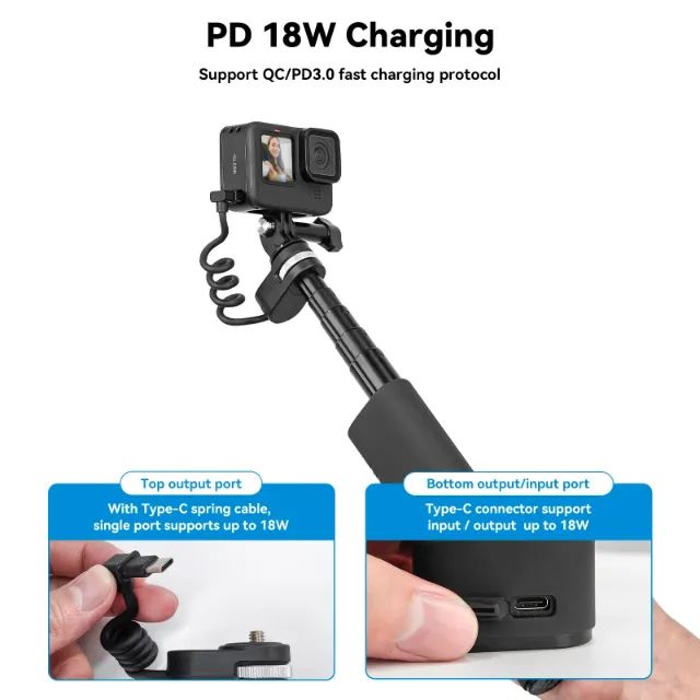 Telesin 10.000mAh 18W Turbo/Bastão extensor Com Bateria/Sua Gopro com até 7 horas bateria - Foto 6