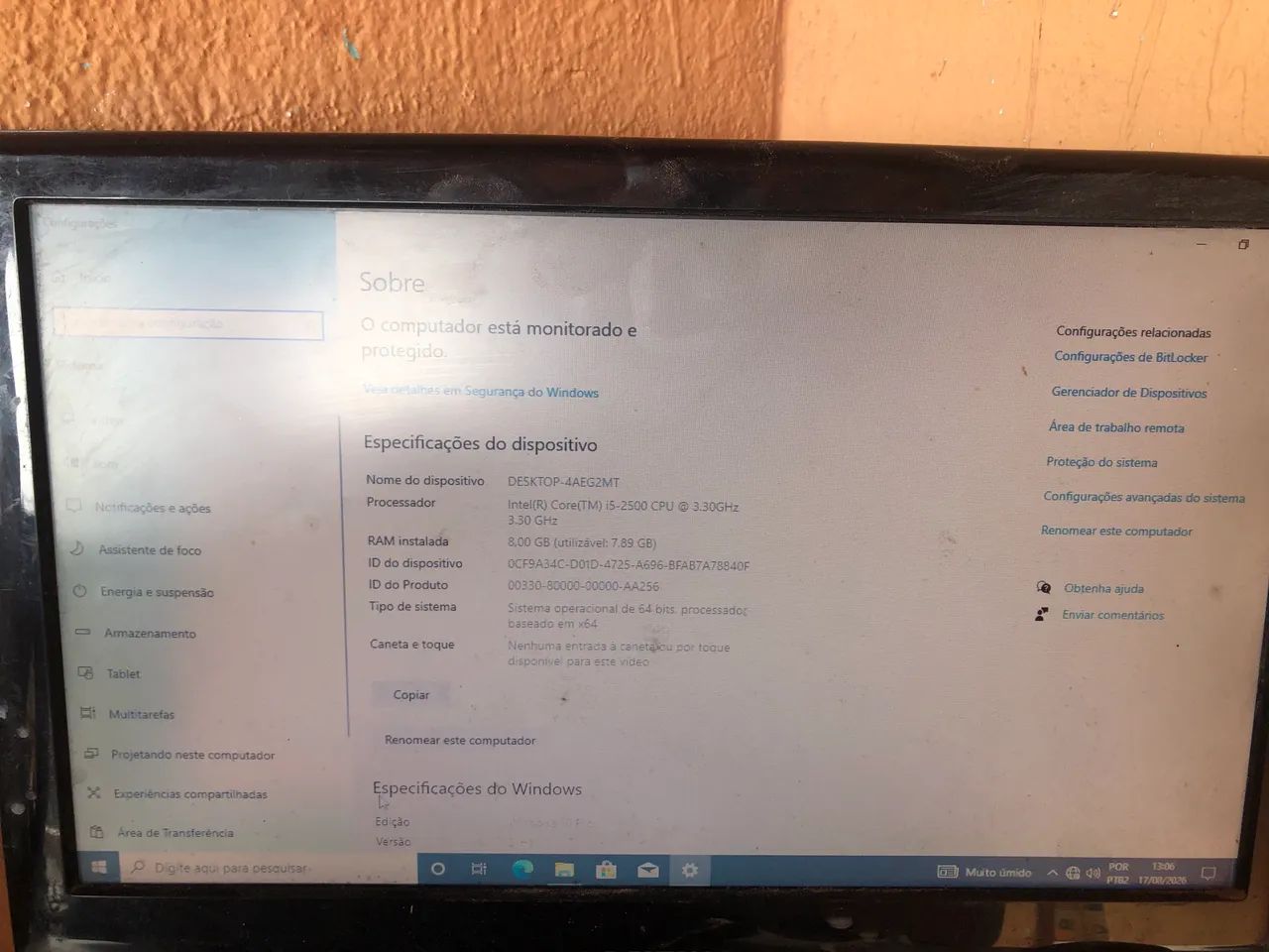 Desktop i5 8 gigas de memória