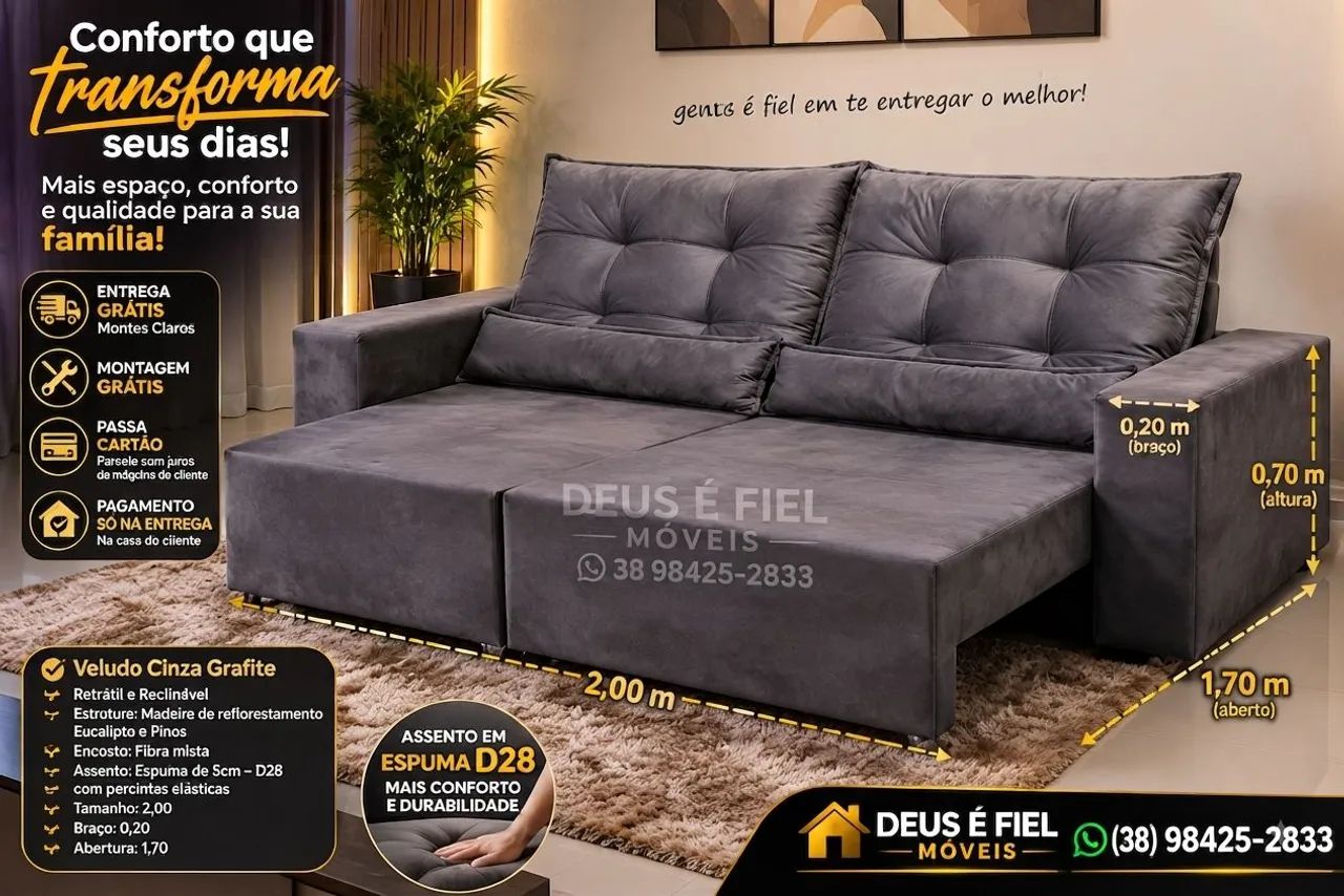 Sofá retrátil reclinável em promoção  - Foto 2