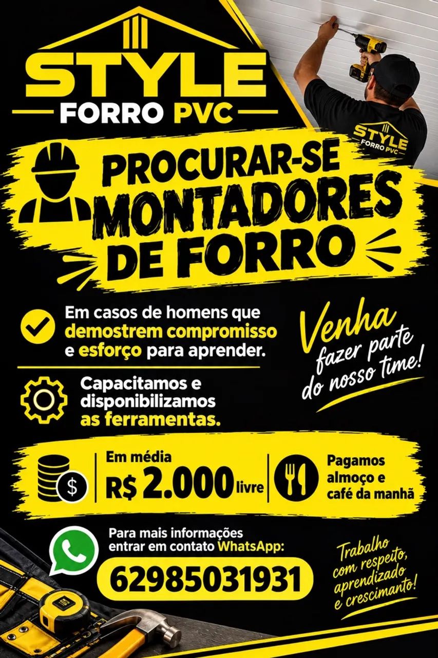 Procura-se Montadores de forro PVC