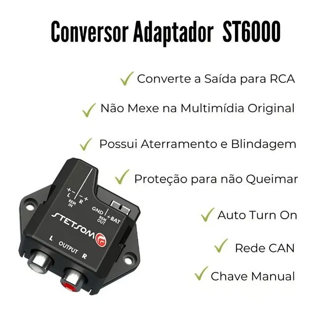 Conversor Som Automotivo Rca Stetsom St6000 Fio Para Rca - Foto 5
