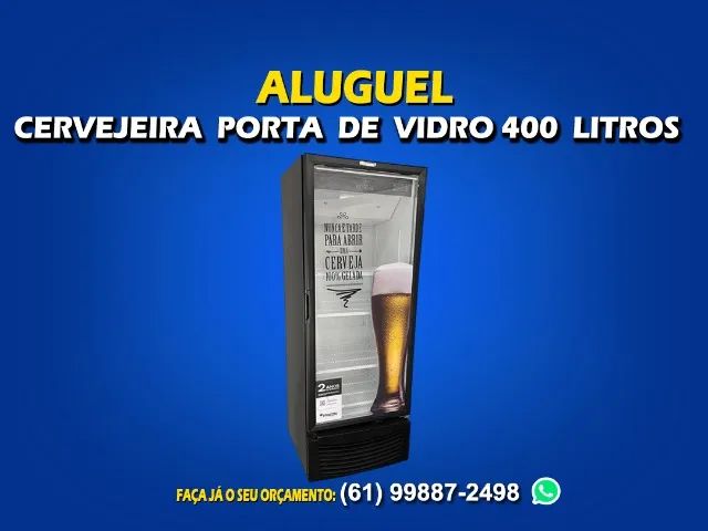 Aluguel de cervejeira porta de vidro 400 litros diária