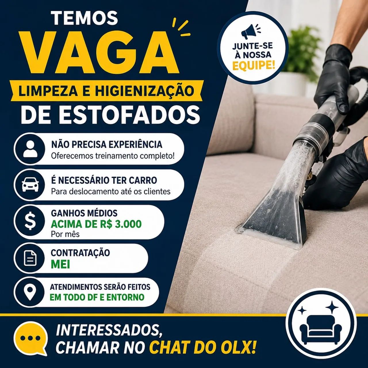 Oportunidade de Trabalho | Higienização de Estofados