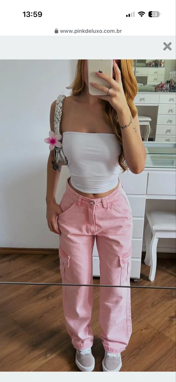 Calça cargo rosa clara TAM 42 