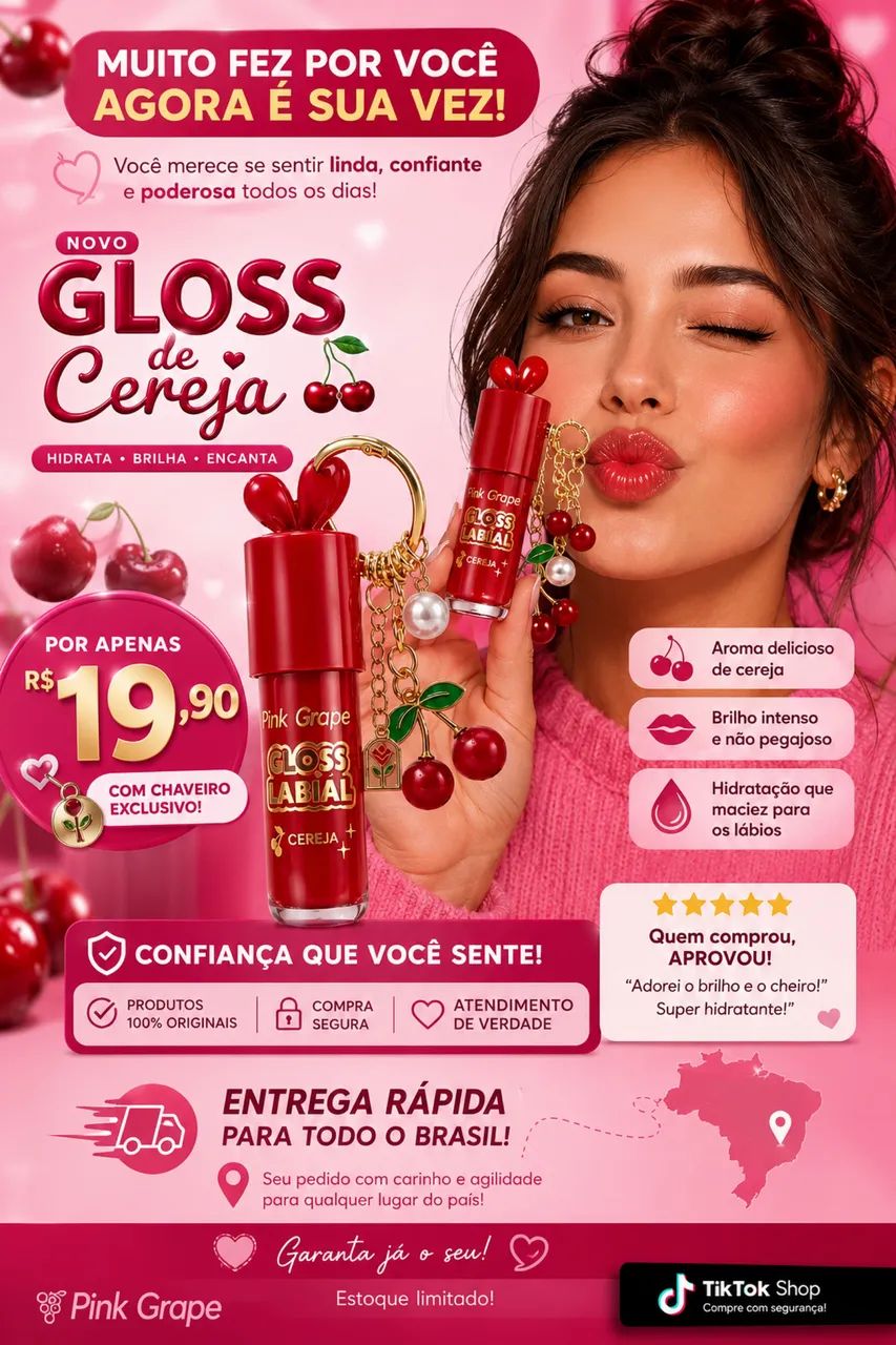 Gloss de Cereja Pink Grape