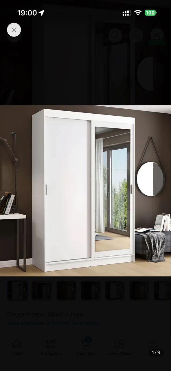 Guarda roupa de solteiro duas portas e com espelho - Foto 3