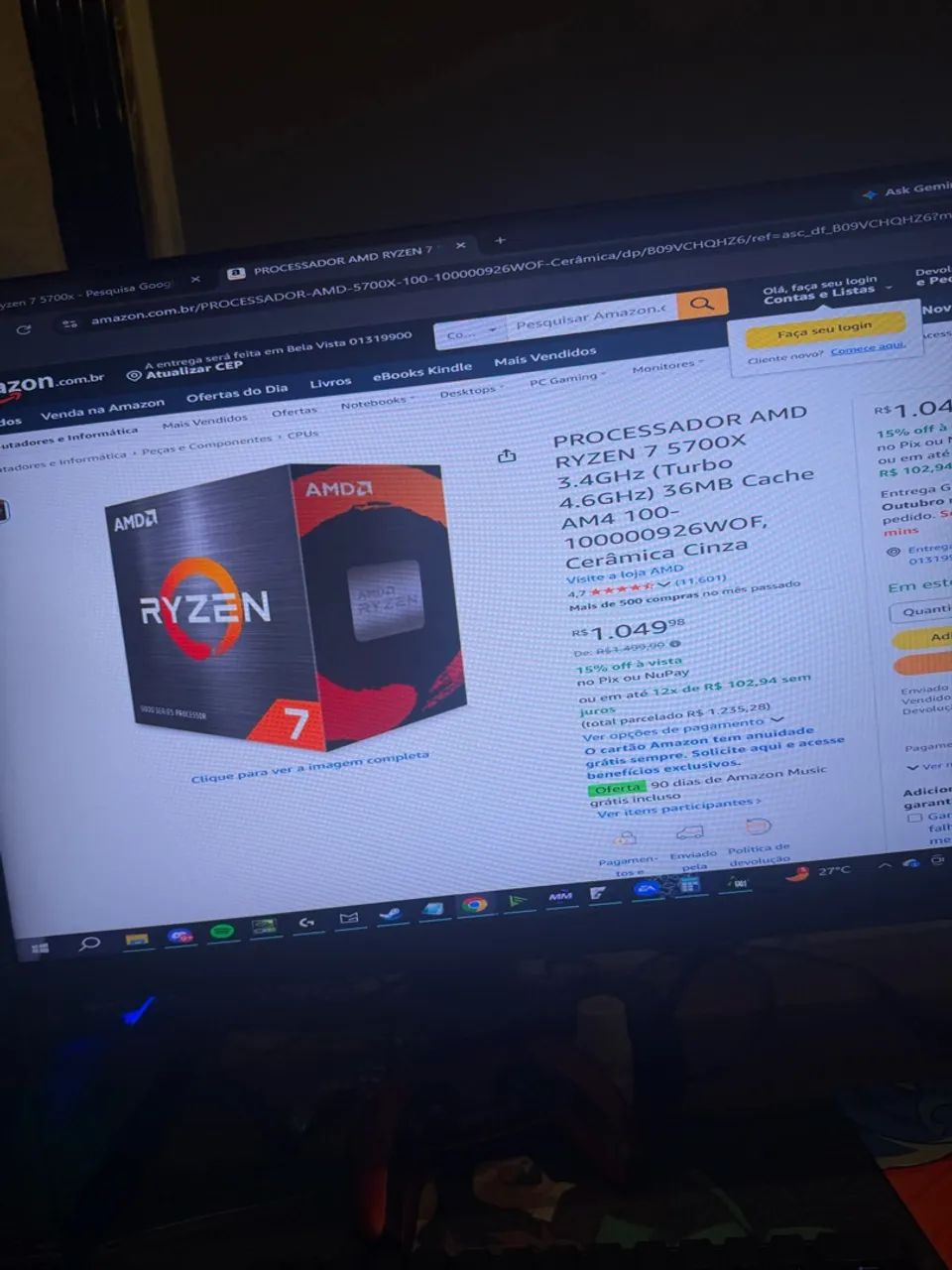 Kit Processador ryzen 7 memória 32 GB - Foto 2