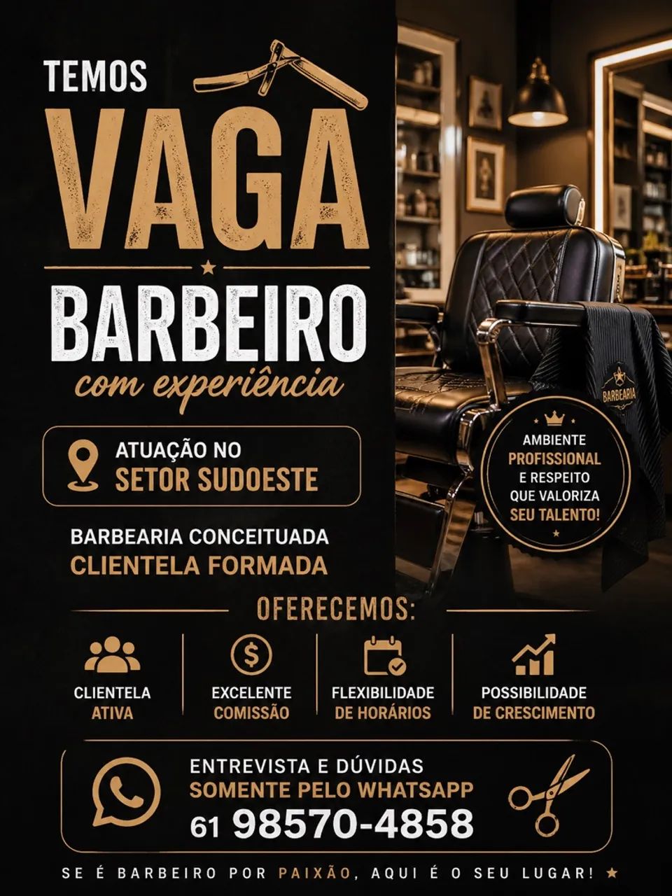 Barbeiro início imediato - Setor Sudoeste 