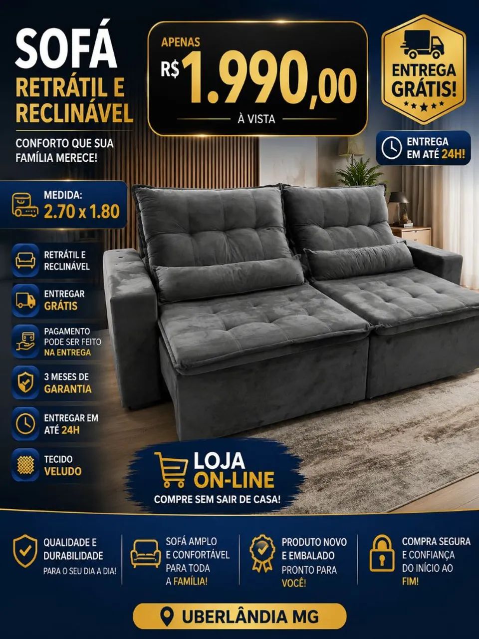 Sofá Retrátil e Reclináveis 