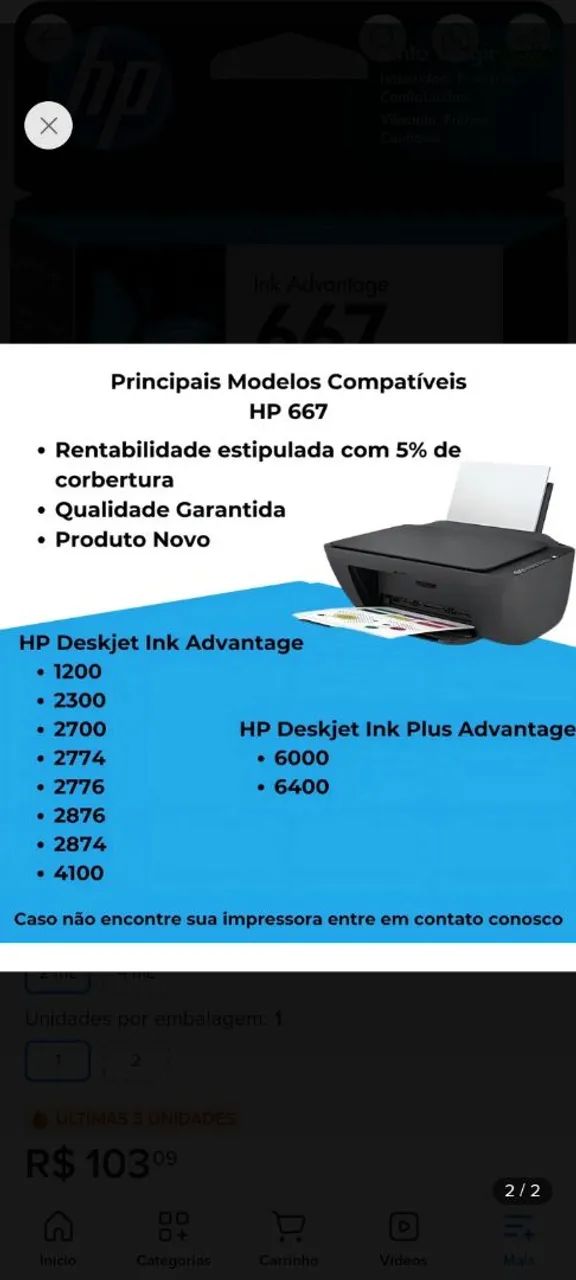 Cartucho HP 667 original  - Foto 2