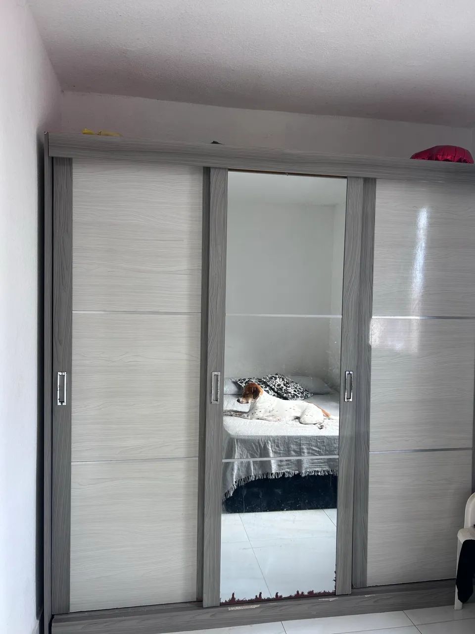     Guarda-Roupa Casal 3 Portas de Correr com Espelho