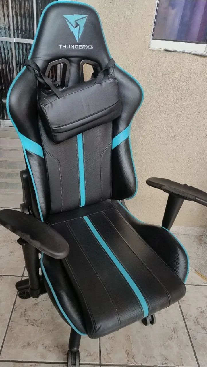 cadeira gamer ThunderX3 modelo BC3, na cor preto e ciano.  - Foto 2