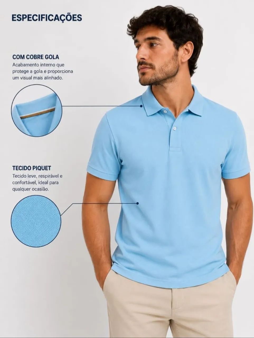 Polo Piquet Masculina 