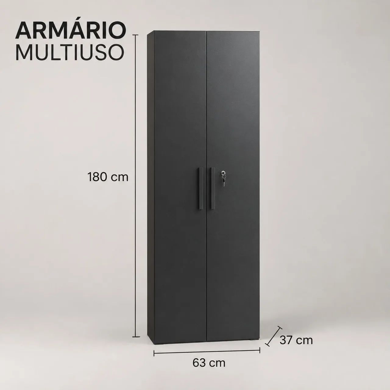 Armário multiuso Preto com Chave 
