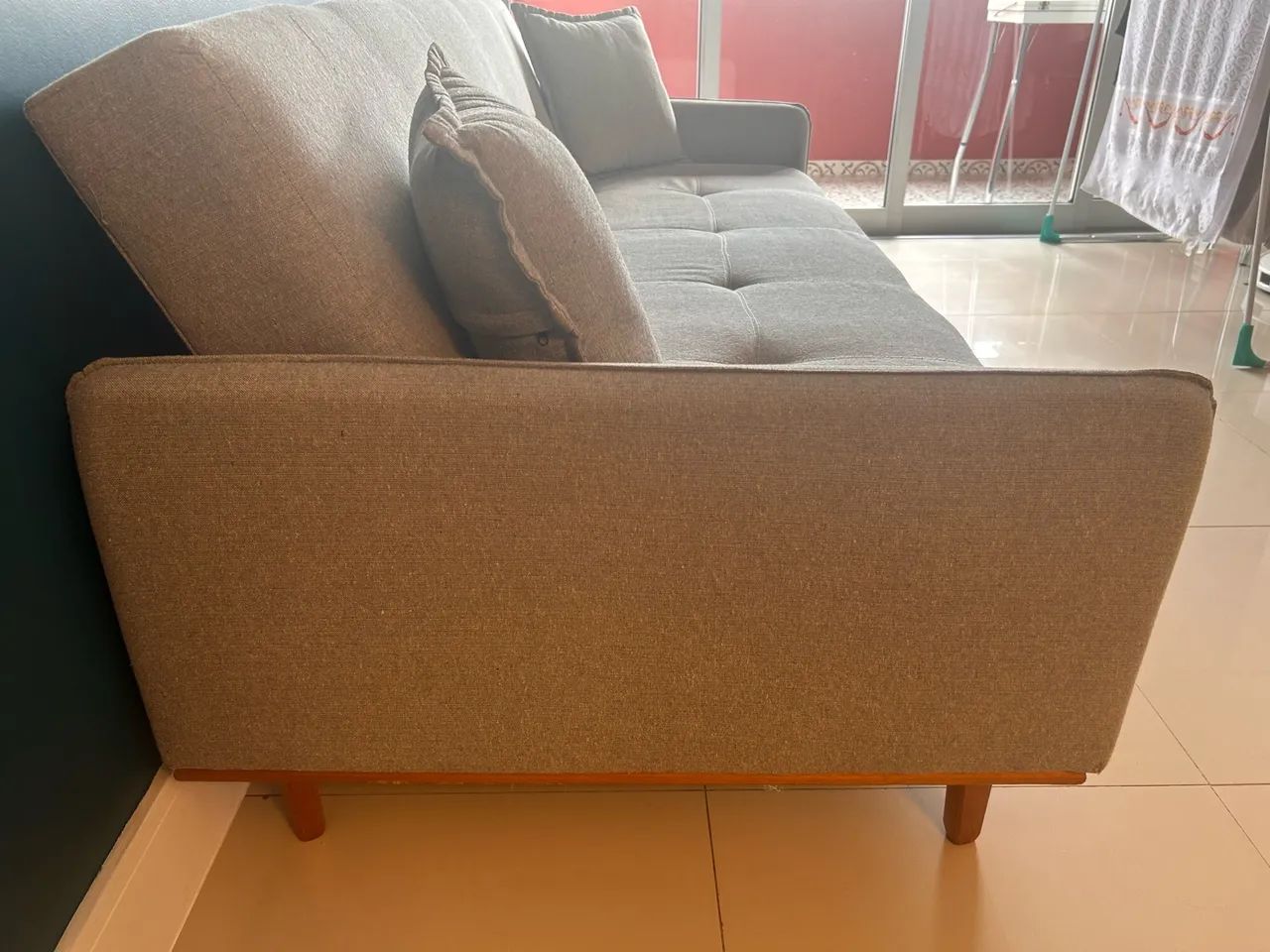 Sofá cama de três lugares em linho - Foto 4