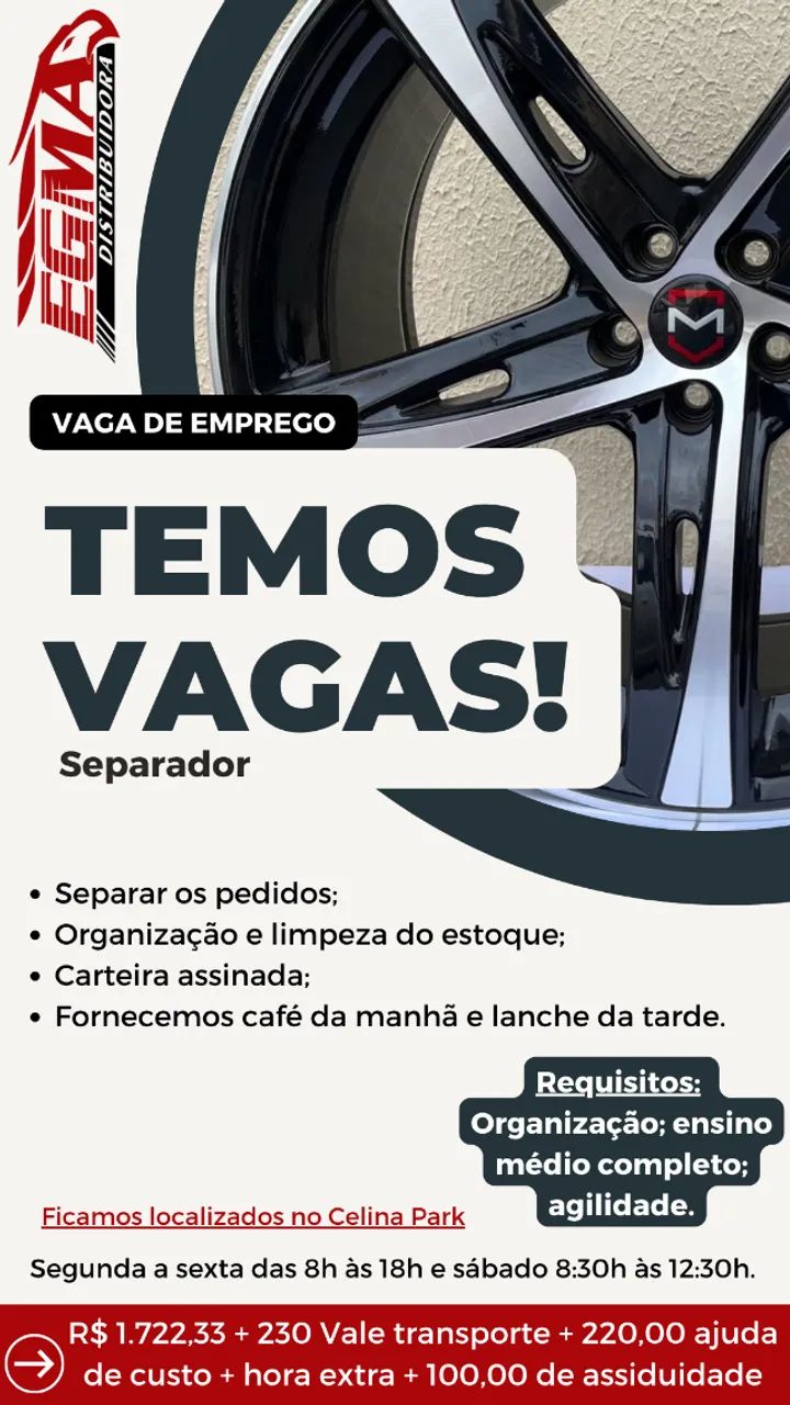 Vaga para separador de pedidos