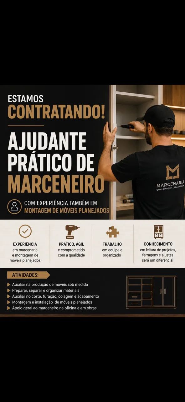 Contrato auxiliar prático de marceneiro 