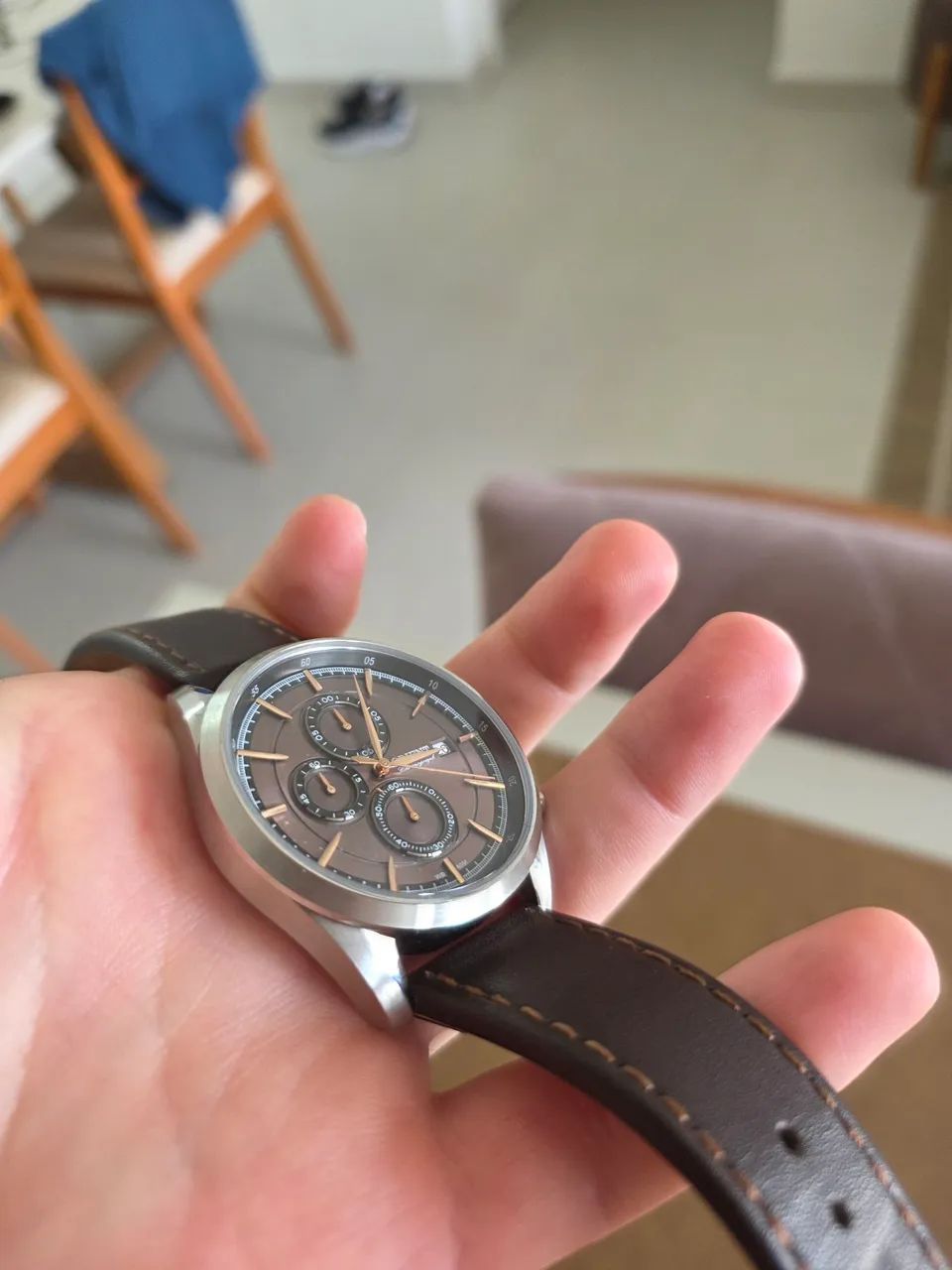 Orient Cronógrafo Couro - Foto 5