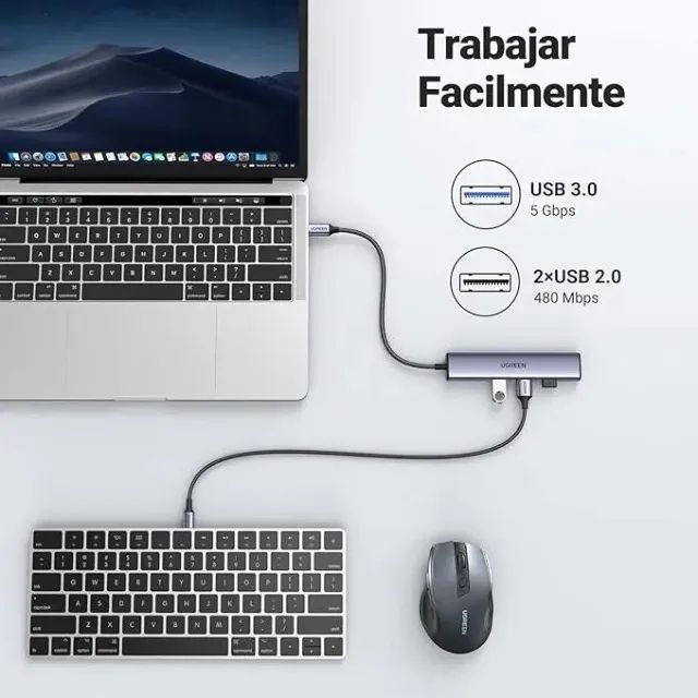 Hub 5 Em 1 Ugreen Usb, Hdmi 4k, Tipo-c 100w - Foto 3