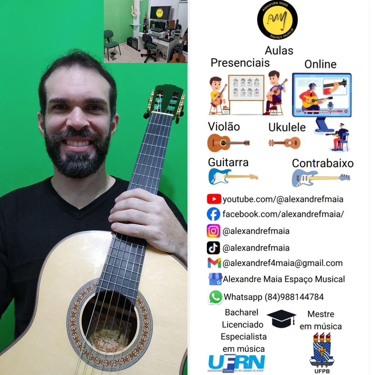 Alexandre Maia Espaço Musical - Aulas de voz e violão, guitarra, baixo e ukulele. - Foto 2