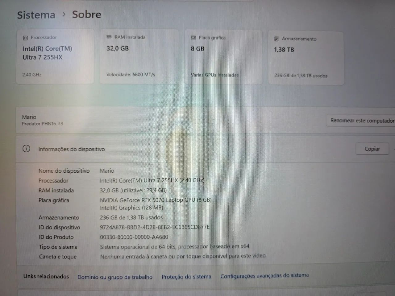 Notebook Gamer Acer Predator Helios Neo 16 | RTX 5070, 32GB RAM, 1TB SSD - Foto 4