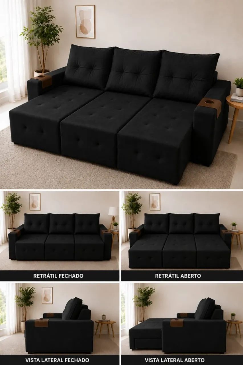 sofa retratil suede novo 4 lugares imperdivel