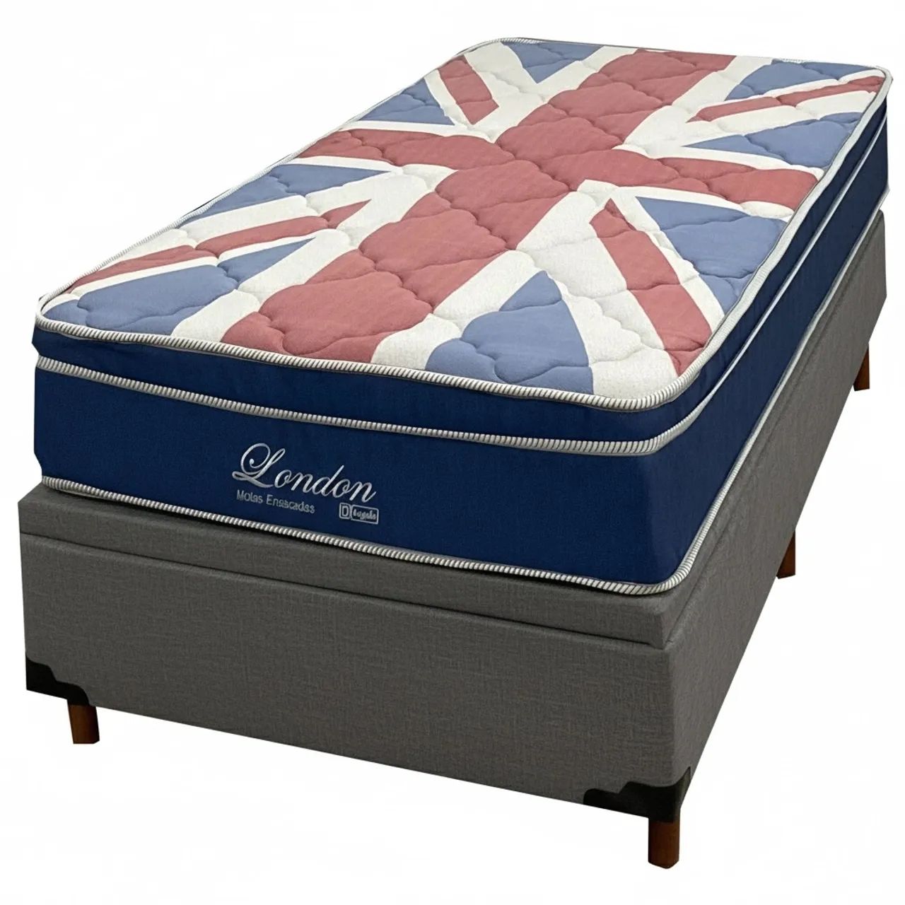 Base Baú em Corino com Colchão London Solteiro com Molas Superlastic / pronta entrega  - Foto 2
