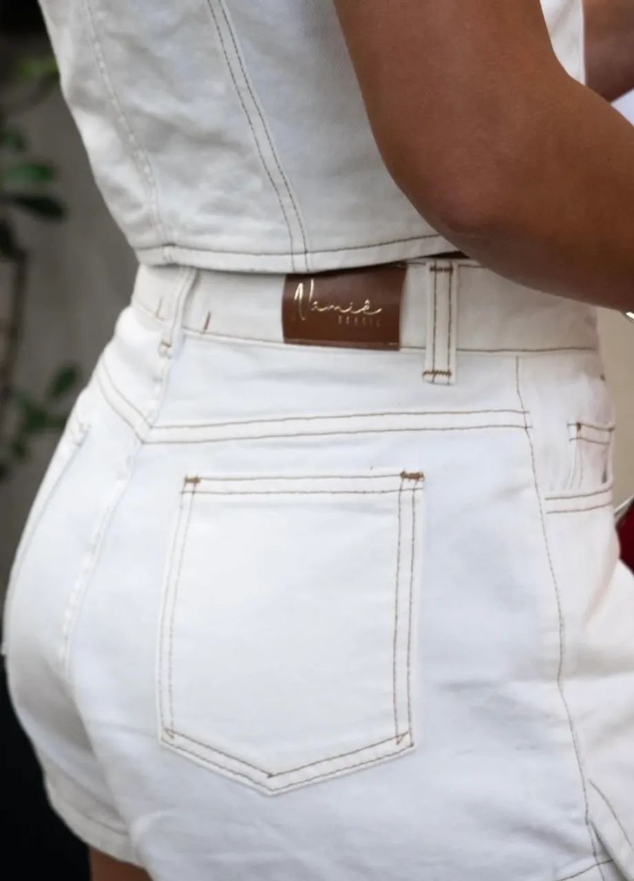 Conjunto colete e short saia jeans - Foto 2