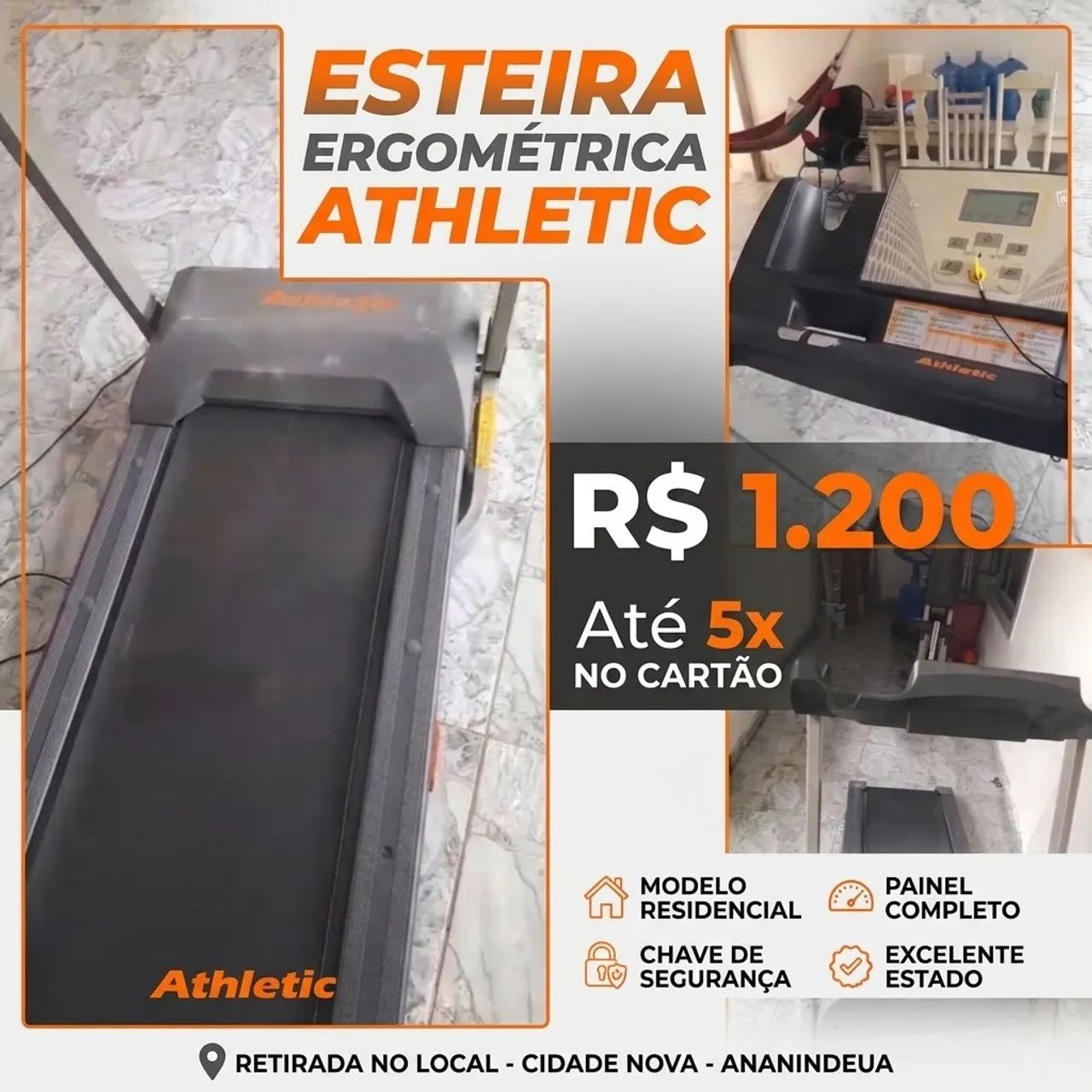 Esteira Ergométrica Athletic (Funciona Perfeitamente!)