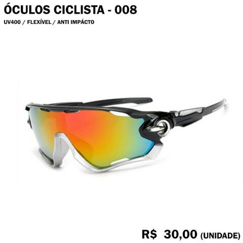 Óculos de Ciclismo 08 (Espelhado com Armação Preta e Cinza)