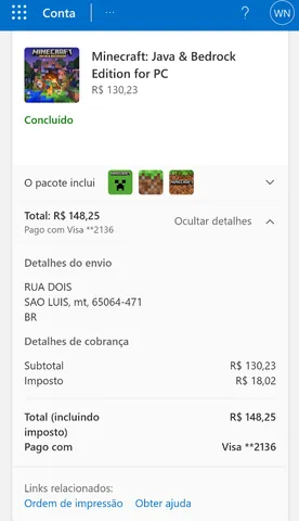 Desapego Games - Minecraft > VENDO CONTA DE MINECRAFT, FULL ACESSO, JÁ  MIGRADA.