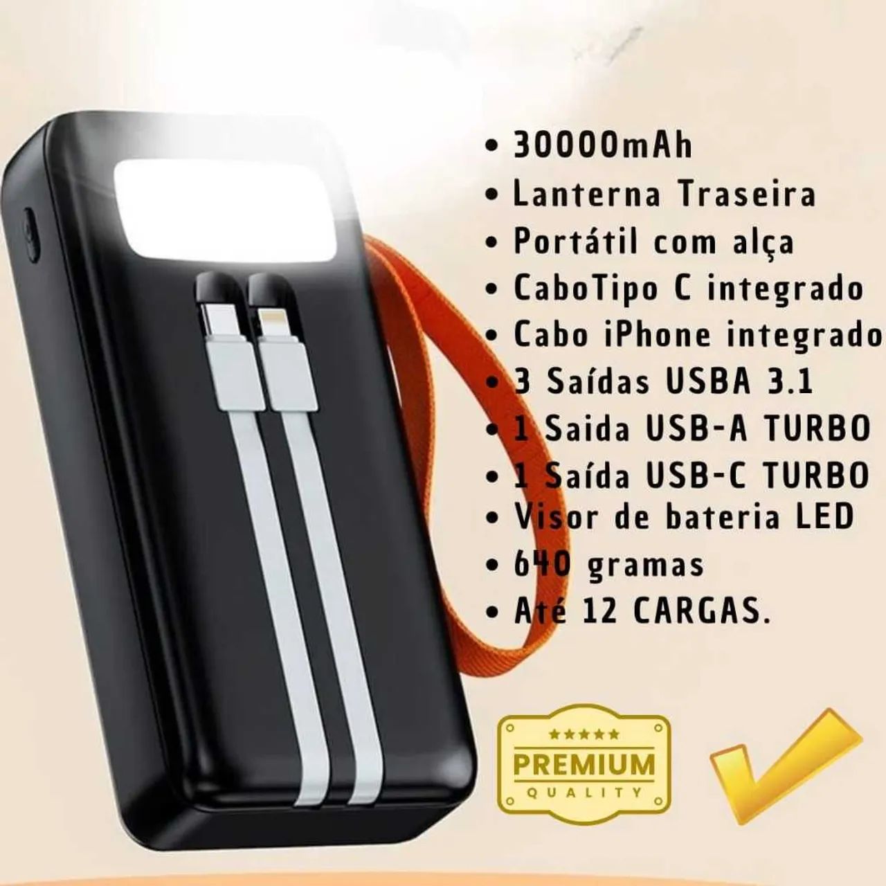 Power Bank 30000 mAh com Carregamento Rápido 22.5W - MiniMen - Foto 5