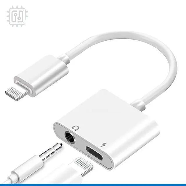 Adaptador de Fone de ouvido P2 para iPhone Dual Lightning Carrega Com Fone 2em1