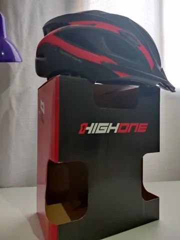 capacete bicicleta highone mtb win preto e vermelho 