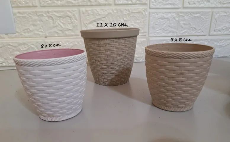 Cachepôs de polipropileno, kit com 8 unidades, diversas cores, modelo rattan - Foto 4