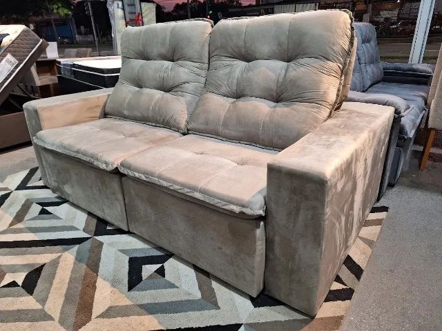 Sofa Retratil Suede Veludo Novo