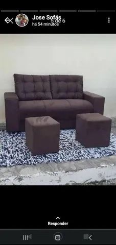 Sofá estofadão com 2 puffs - Foto 3