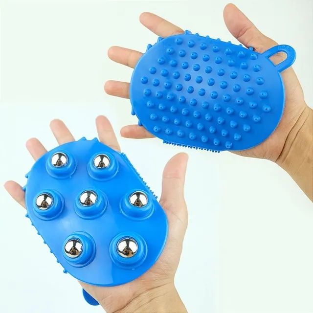 Luva Massageadora Corporal Manual Com 7 Esferas Azul Ou Vermelha - Foto 5