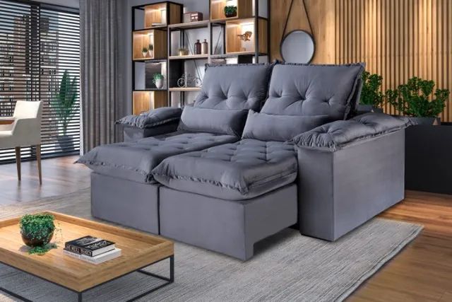 sala sofa top de linha retratil e reclinavel de 3 lugares 190 cm  - Foto 4