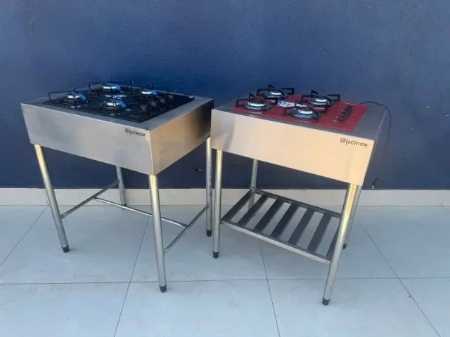 Fogão cooktop vermelho com suporte em aço inox - Foto 2