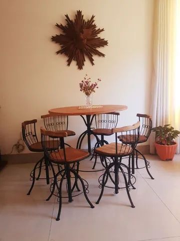 Jogo Bistrô Ajustável Com 6 Banquetas  - Foto 5