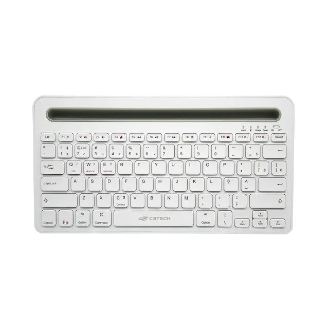  Teclado Sem Fio Bluetooth/USB C3Tech K-BT100WH Branco Recarregável - WZetta - Foto 2