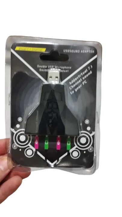 Adaptador USB de Som 7.1 com 2 entradas Fone e microfone Novo - Foto 4