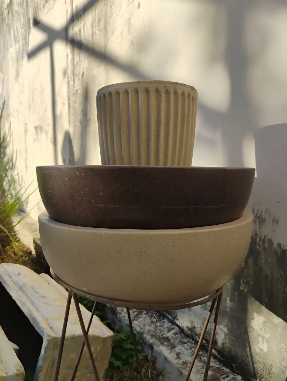 Conjunto de vasos decorativos para jardim