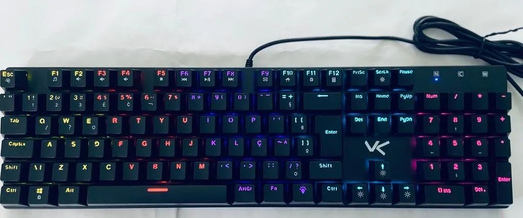 Teclado Mecânico Gamer, LED Rainbow, Switch Blue, ABNT2, Black - Foto 2
