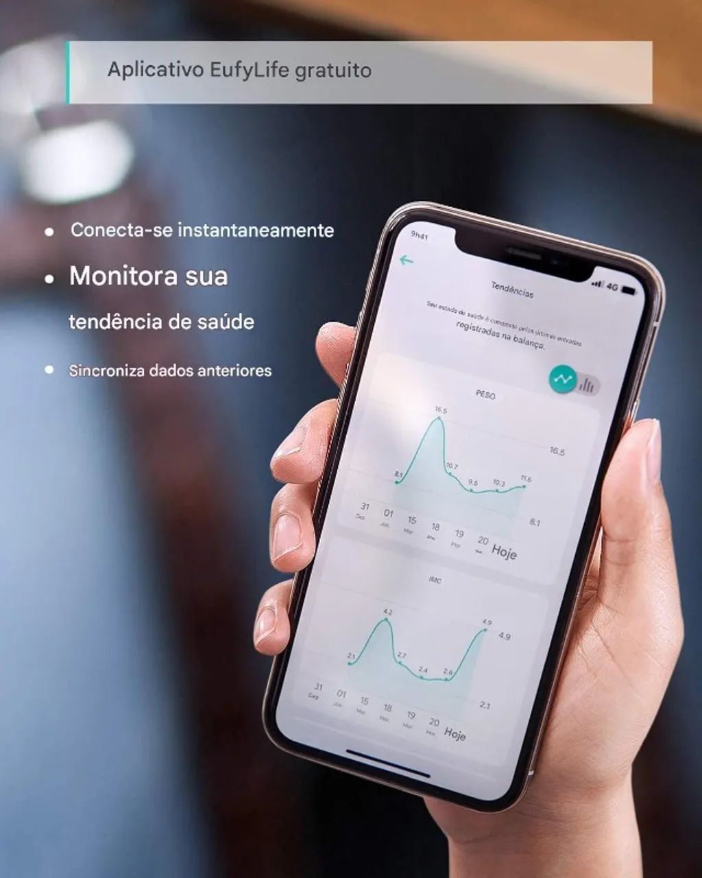 Balança Corporal Digital Smart 14 Medições Anker Eufy compativel iPhone Android - Foto 4