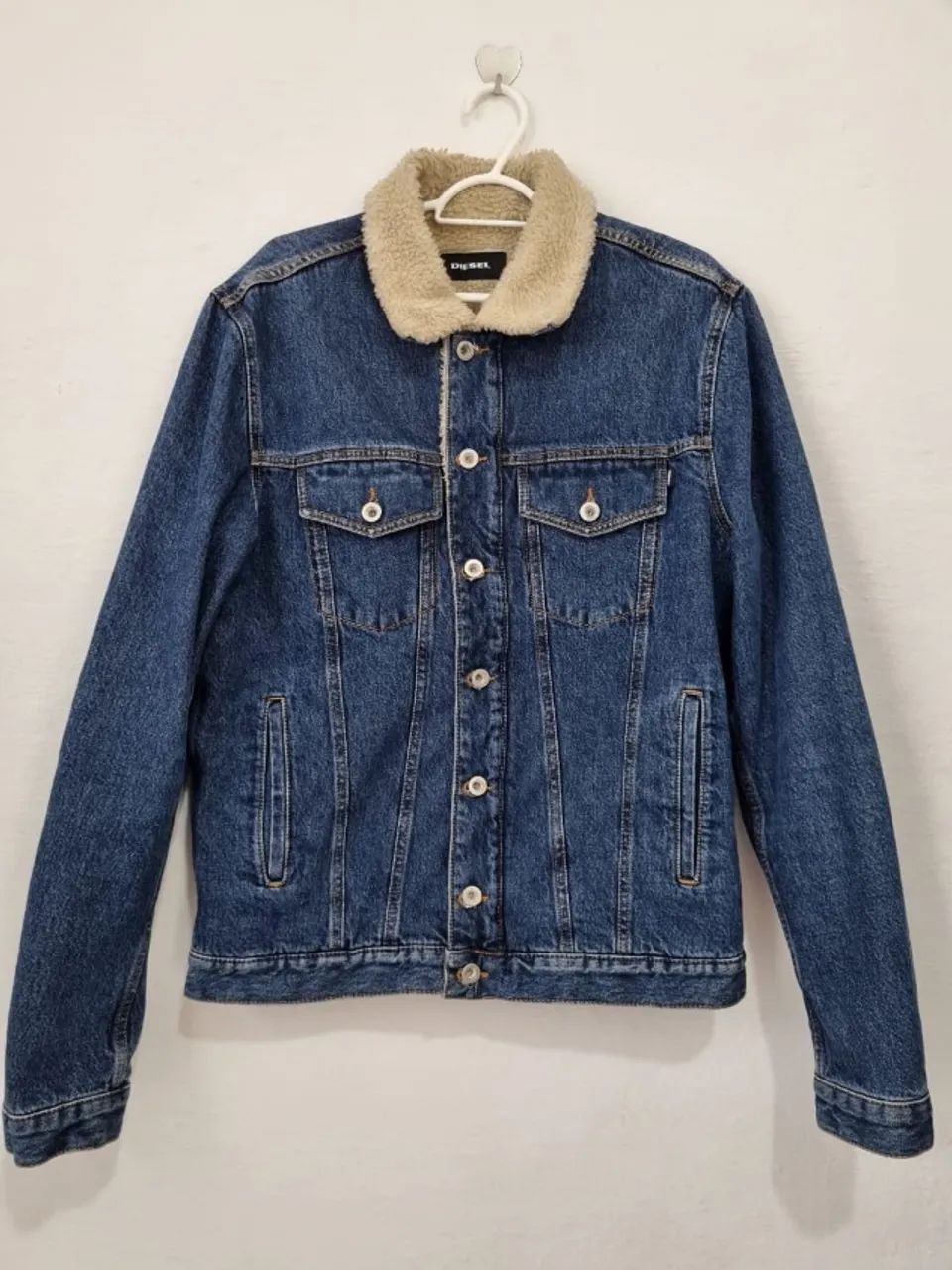 Jaqueta jeans forrada com sherpa Diesel