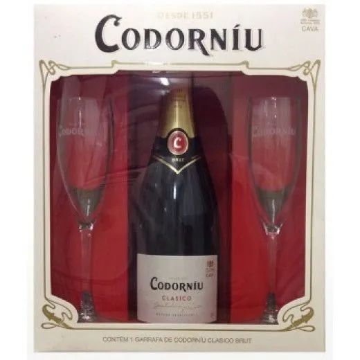 Kit Espumante Cava Codorniu Clássico Brut com 2 Taças - Foto 4