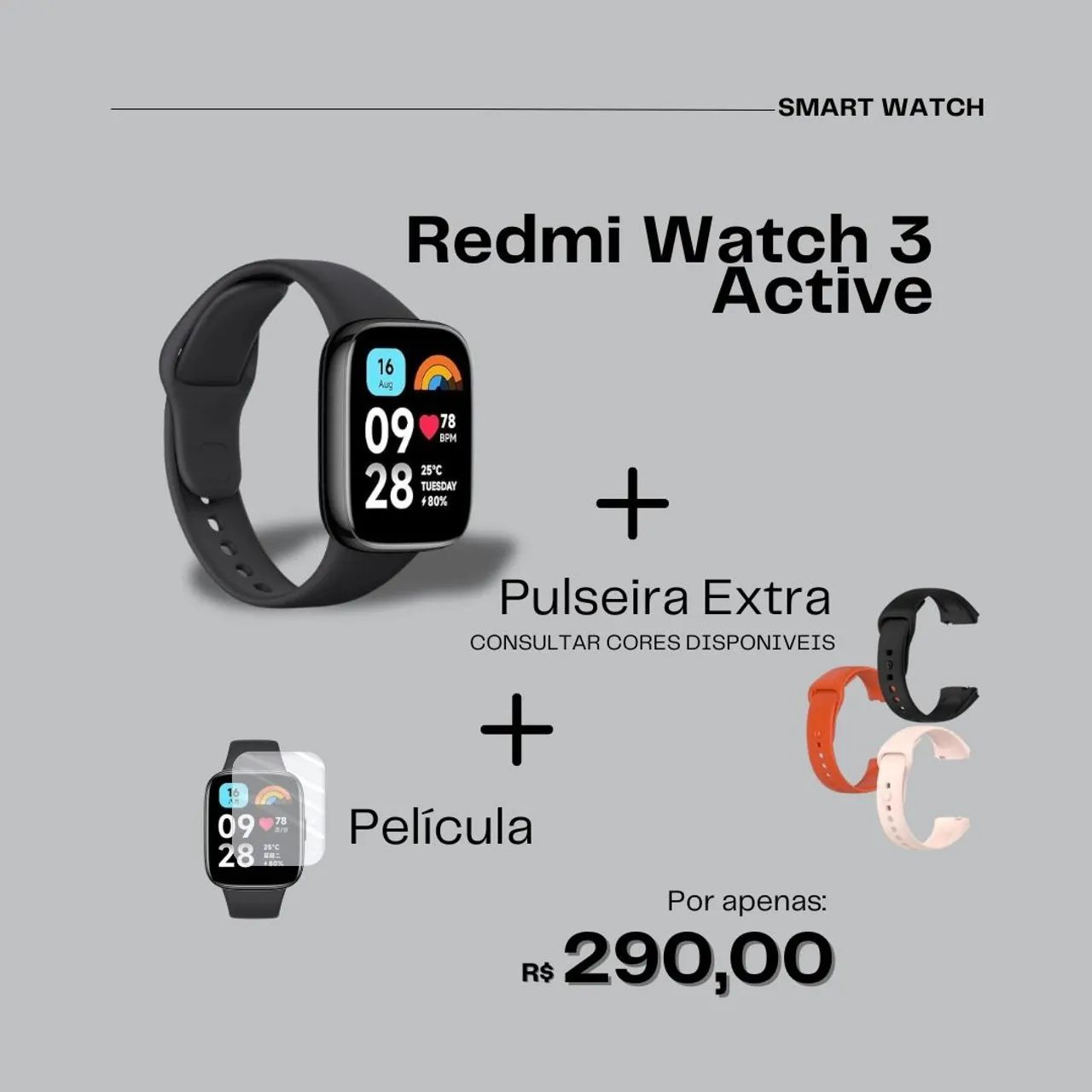 XIAOMI Redmi Watch 3 Active + BRINDE - Foto 3